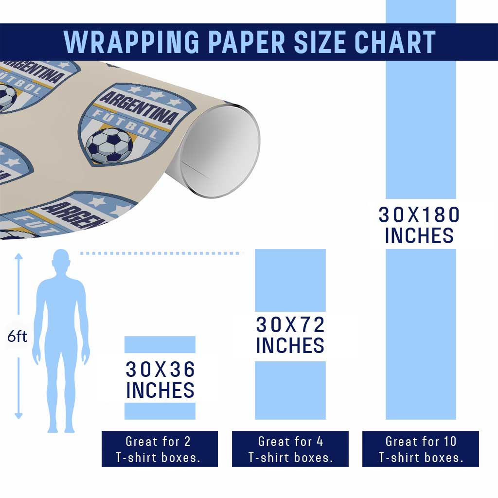 Argentina Soccer Football Wrapping Paper Roll Argentinian Football Game Day Supporter