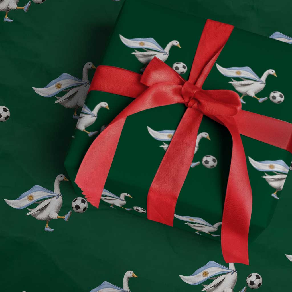 Argentina Soccer Goose Wrapping Paper Roll Argentine Flag Patriotic Football Fan Graphic