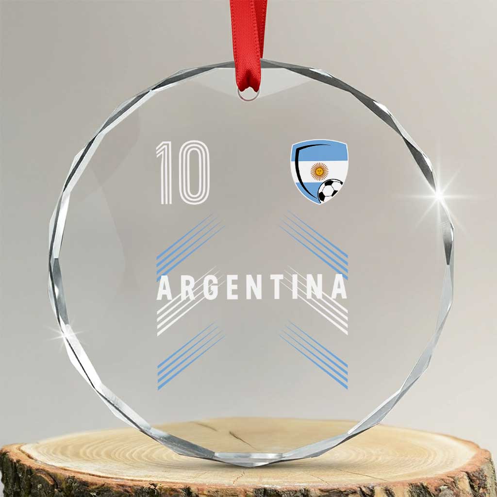Argentina Soccer Sports Graphic Number 10 Jersey Style Crystal Glass Ornament Proud Argentine Football Fans Game Day Pride