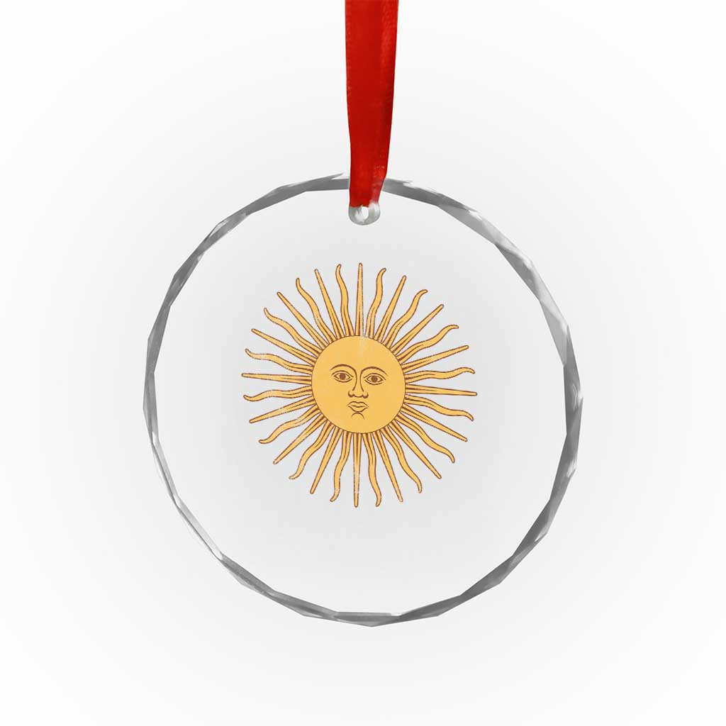 Argentina Sol De Mayo Vintage Argentinian Sun Throwback Design Crystal Glass Ornament