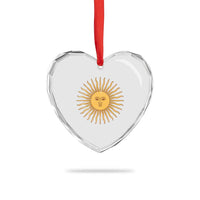 Argentina Sol De Mayo Vintage Argentinian Sun Throwback Design Heart Crystal Glass Ornament