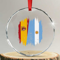 Argentina Spain Dual Heritage Flag Graphic Crystal Glass Ornament Vintage Spanish Argetine Match Day Pride