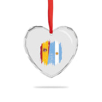 Argentina Spain Dual Heritage Flag Graphic Heart Crystal Glass Ornament Vintage Spanish Argetine Match Day Pride