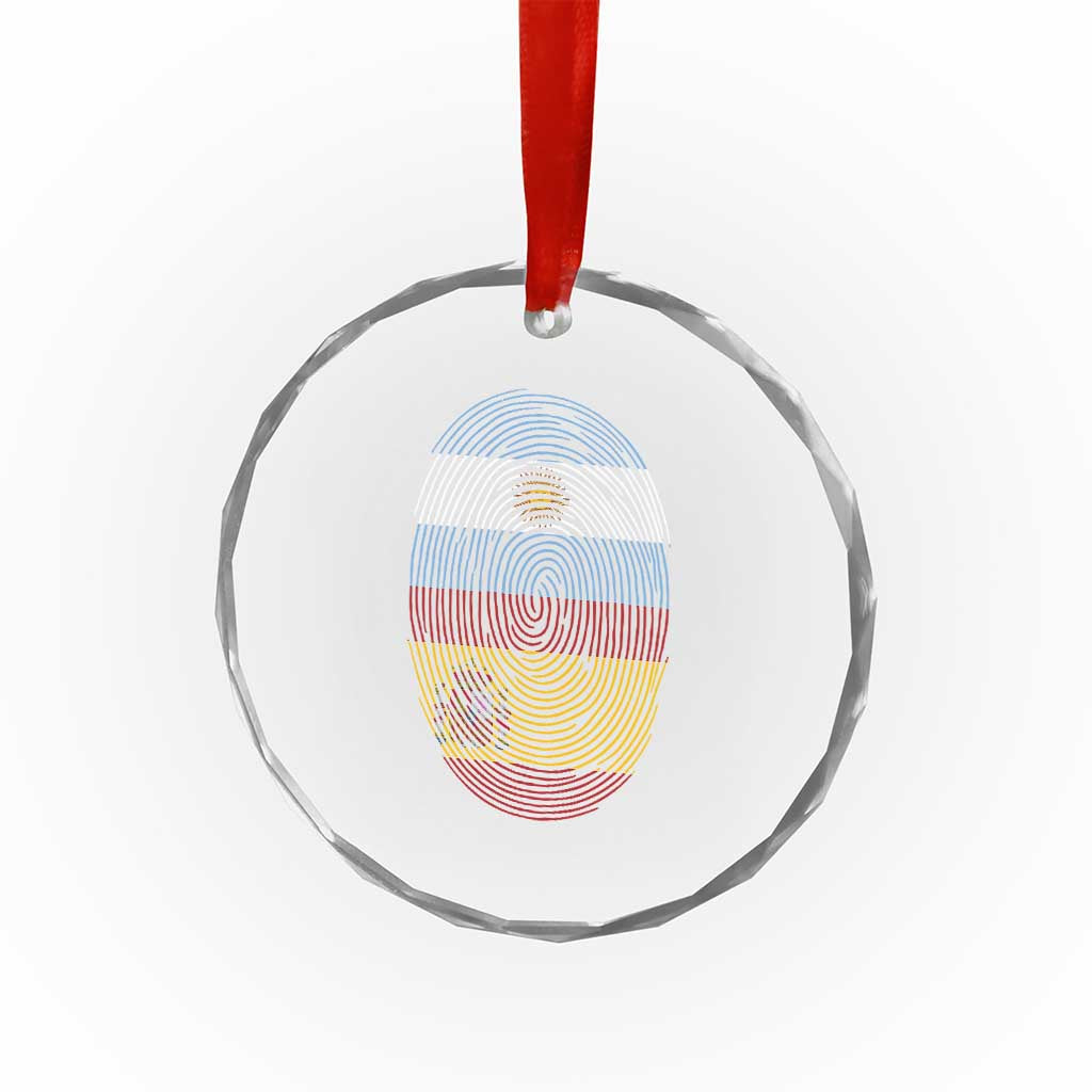 Argentina Spain Flag Fingerprint Graphic Crystal Glass Ornament Dual Heritage Spanish Argetine Pride Match Day