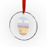 Argentina Spain Flag Fingerprint Graphic Crystal Glass Ornament Dual Heritage Spanish Argetine Pride Match Day
