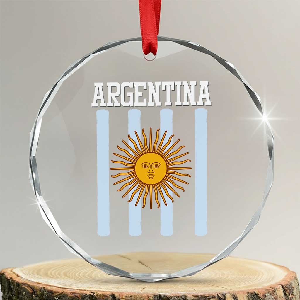 Argentina Sun of May Flag Retro Graphic Crystal Glass Ornament Patriotic Argentine Heritage Pride Souvenir