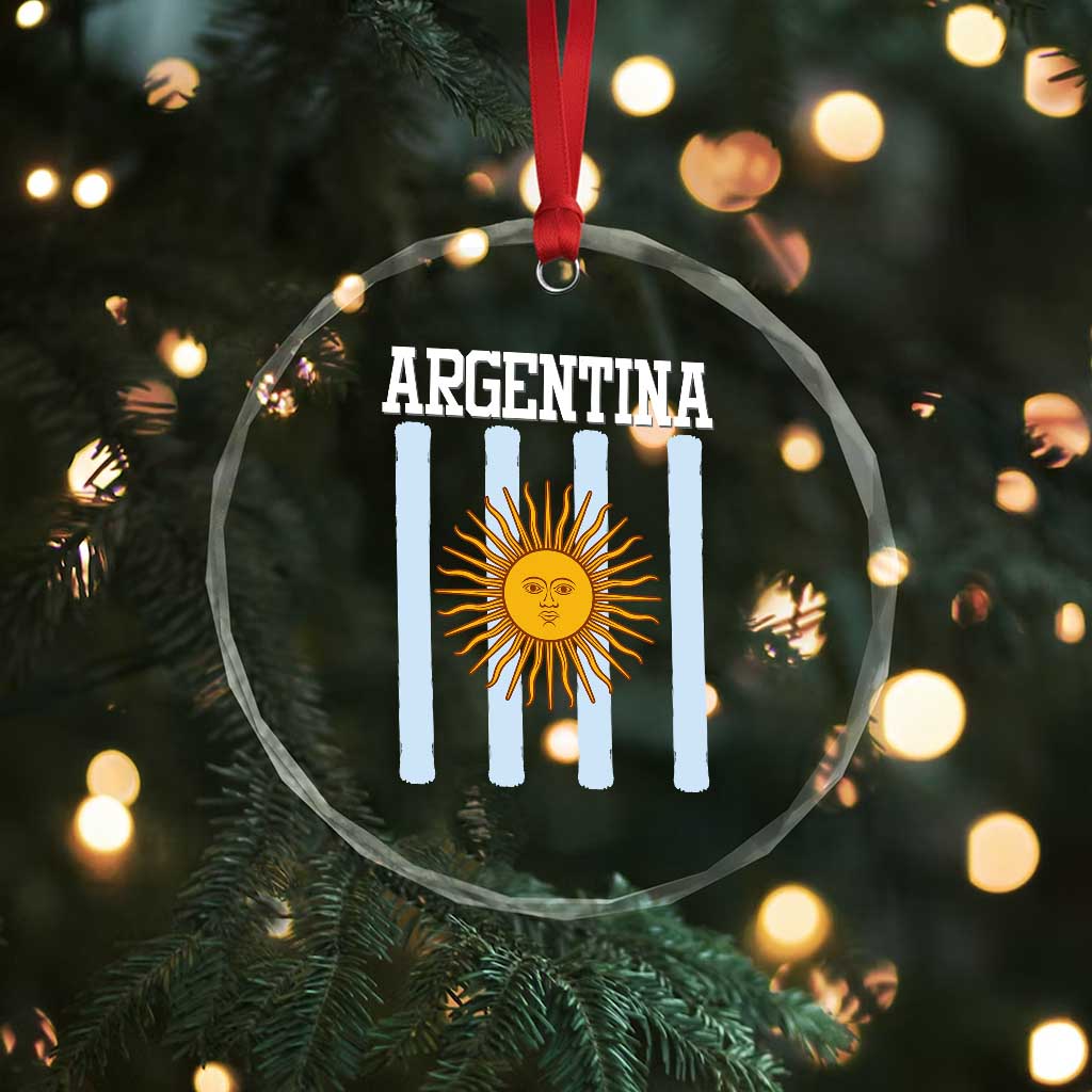 Argentina Sun of May Flag Retro Graphic Crystal Glass Ornament Patriotic Argentine Heritage Pride Souvenir