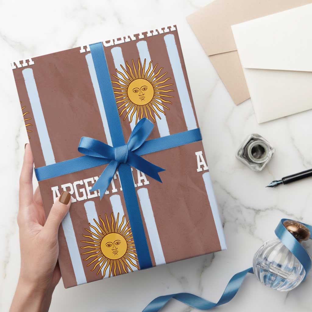 Argentina Sun of May Flag Retro Graphic Wrapping Paper Roll Patriotic Argentine Heritage Pride Souvenir