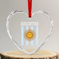 Argentina Sun of May Flag Retro Graphic Heart Crystal Glass Ornament Patriotic Argentine Heritage Pride Souvenir