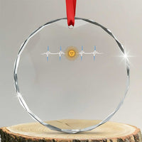 Argentina Sun of May Heartbeat ECG Pulse Argentine Pride Crystal Glass Ornament