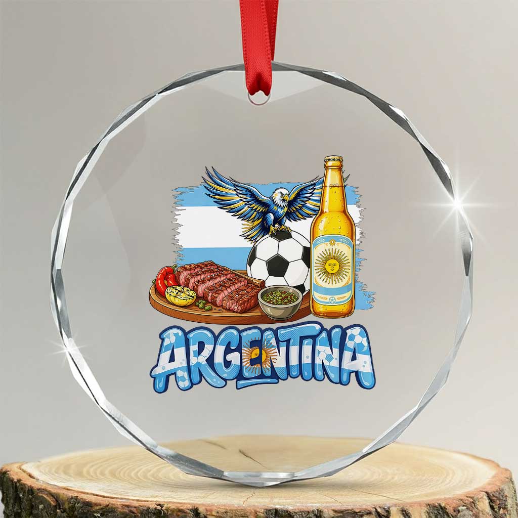 Argentine Pride Soccer And Beer Crystal Glass Ornament Football Fan Graphic