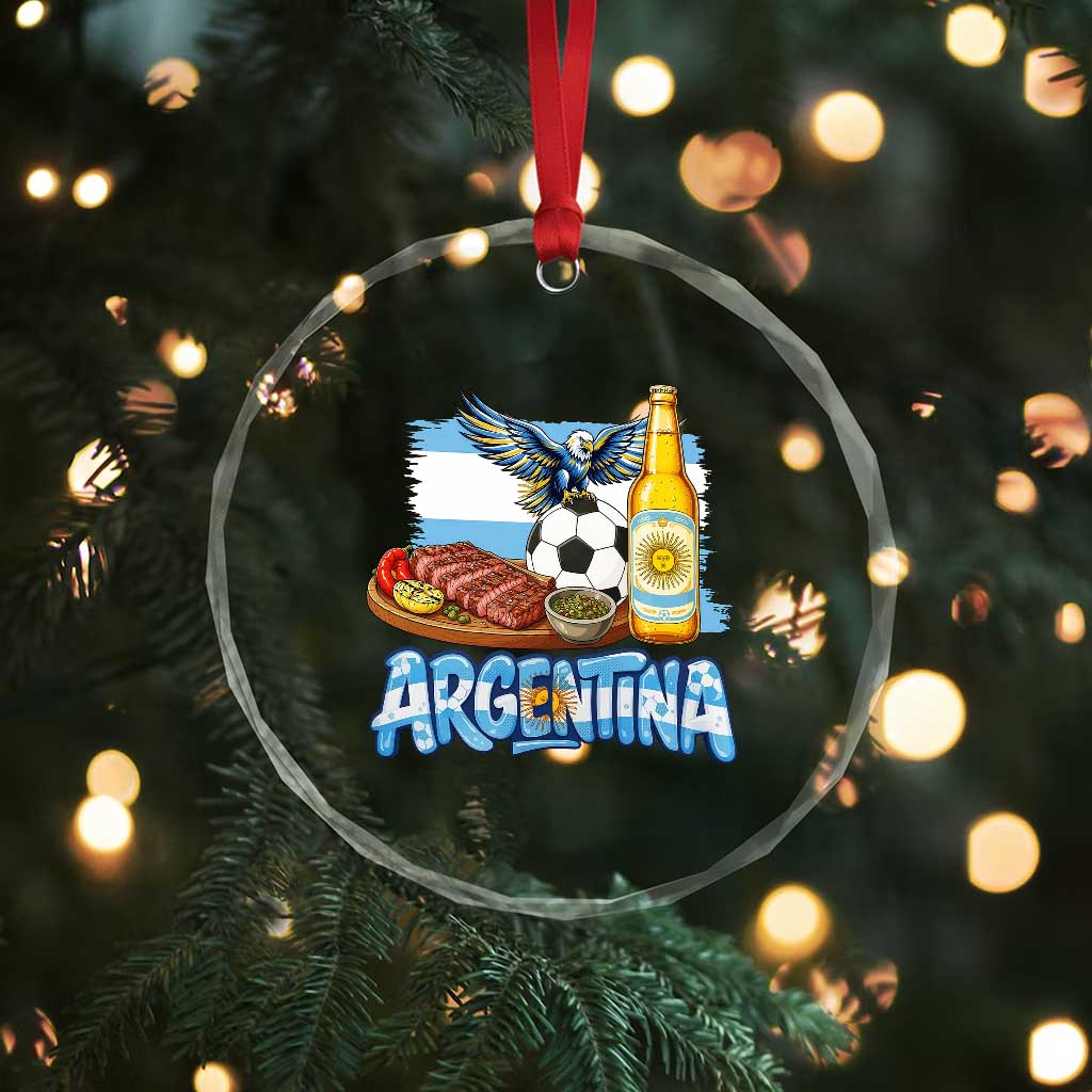 Argentine Pride Soccer And Beer Crystal Glass Ornament Football Fan Graphic