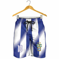 Argentinian Football Personalized Shorts for Men Fileteado Art Style Albiceleste Vertical Stripe