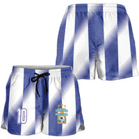 Argentinian Football Personalized Shorts for Women Fileteado Art Style Albiceleste Vertical Stripe