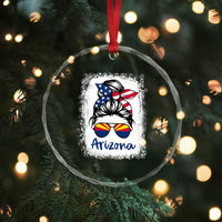 Arizona American Flag Messy Bun Pride Crystal Glass Ornament