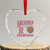 Arizona Champions Heart Crystal Glass Ornament Gift For Basketball Fan
