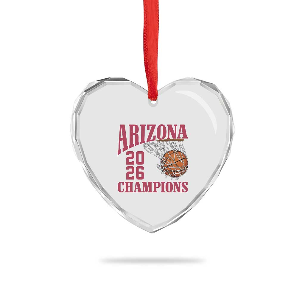 Arizona Champions Heart Crystal Glass Ornament Gift For Basketball Fan