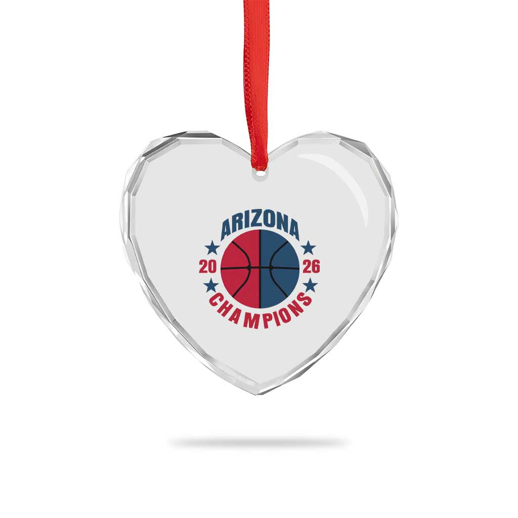 Arizona Champions Pride Heart Crystal Glass Ornament Professional Basketball Fan Gift