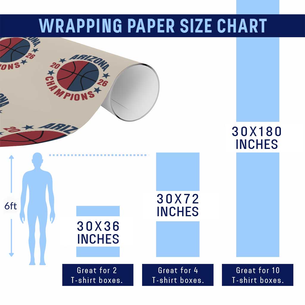 Arizona Champions Pride Wrapping Paper Roll Professional Basketball Fan Gift