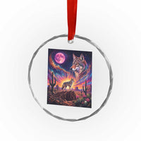 Arizona Coyote Vintage Desert Moon Retro Cactus Crystal Glass Ornament Southwest Wildlife Western Adventure Graphic