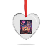 Arizona Coyote Vintage Desert Moon Retro Cactus Heart Crystal Glass Ornament Southwest Wildlife Western Adventure Graphic