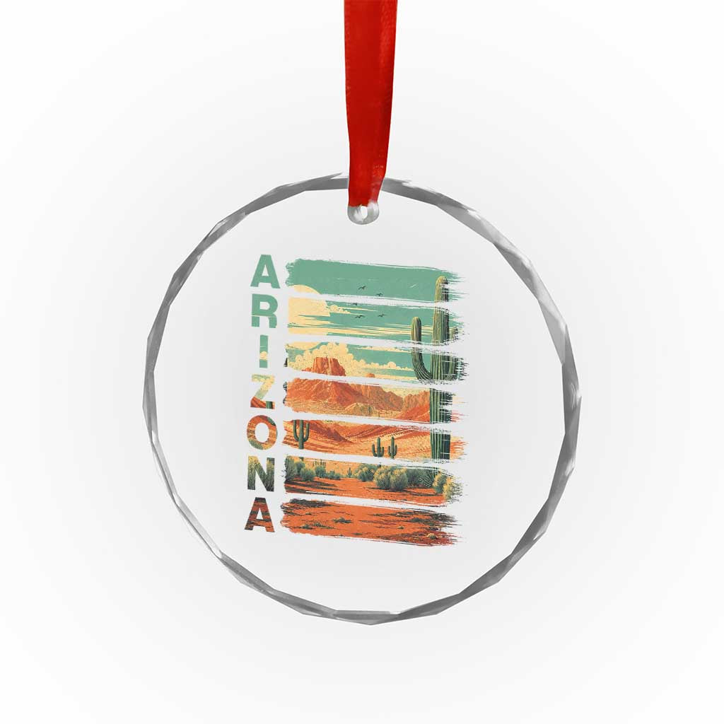 Arizona Desert Cactus Saguaro National Park Retro Crystal Glass Ornament
