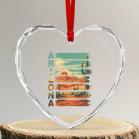 Arizona Desert Cactus Saguaro National Park Retro Heart Crystal Glass Ornament