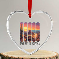Arizona Desert Cactus Western Adventure Heart Crystal Glass Ornament Take Me To AZ