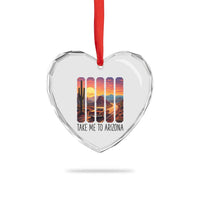Arizona Desert Cactus Western Adventure Heart Crystal Glass Ornament Take Me To AZ