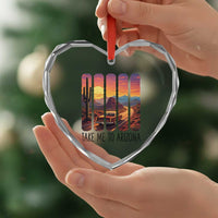 Arizona Desert Cactus Western Adventure Heart Crystal Glass Ornament Take Me To AZ