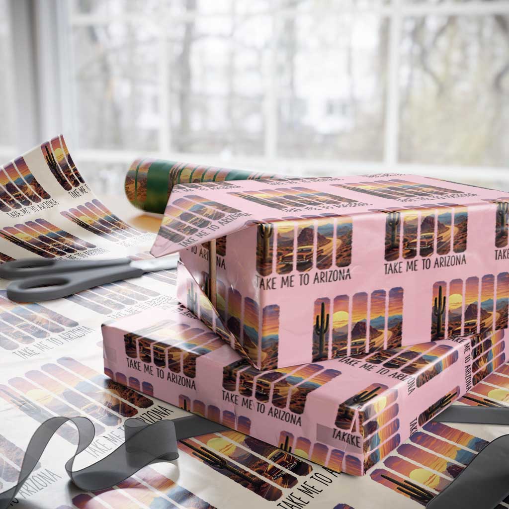 Arizona Desert Cactus Western Adventure Wrapping Paper Roll Take Me To AZ