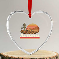 Arizona Desert Sunset Saguaro Cactus Mountains Nature Lover Heart Crystal Glass Ornament