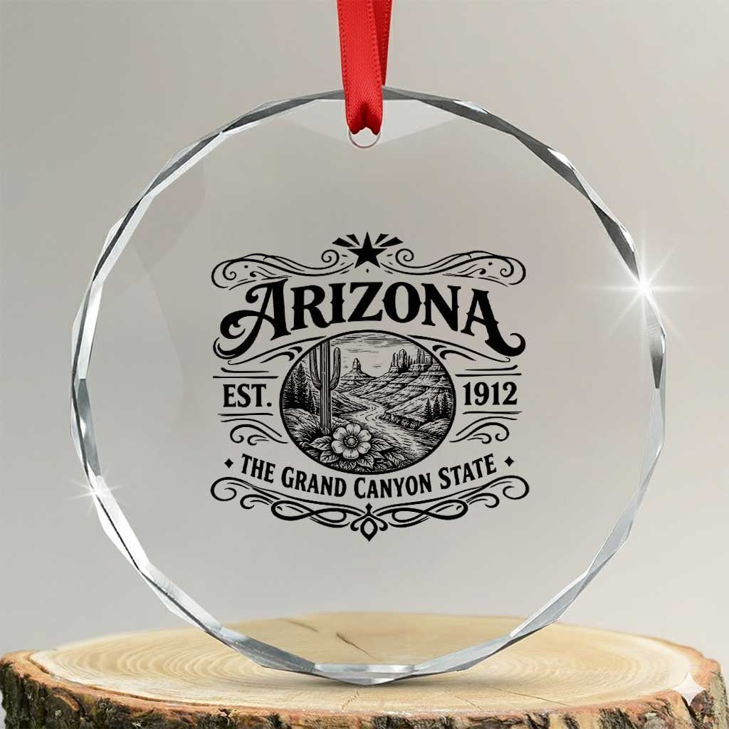 Arizona Desert Wanderlust Crystal Glass Ornament Vintage Grand Canyon State Est 1912