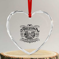 Arizona Desert Wanderlust Heart Crystal Glass Ornament Vintage Grand Canyon State Est 1912