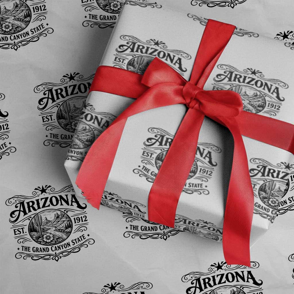 Arizona Desert Wanderlust Wrapping Paper Roll Vintage Grand Canyon State Est 1912