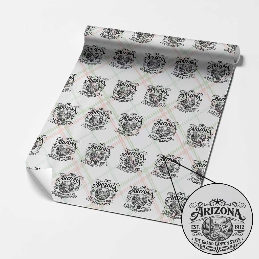 Arizona Desert Wanderlust Wrapping Paper Roll Vintage Grand Canyon State Est 1912