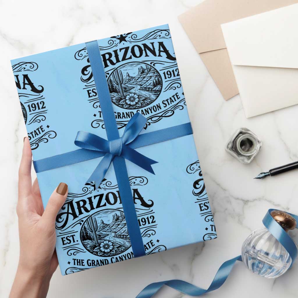 Arizona Desert Wanderlust Wrapping Paper Roll Vintage Grand Canyon State Est 1912