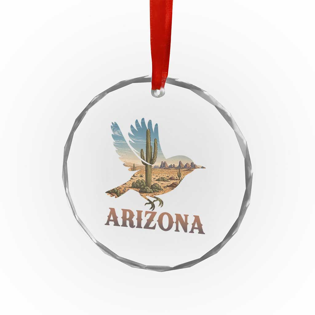 Arizona Desert Wren Bird Crystal Glass Ornament Cactus Landscape Rustic Western