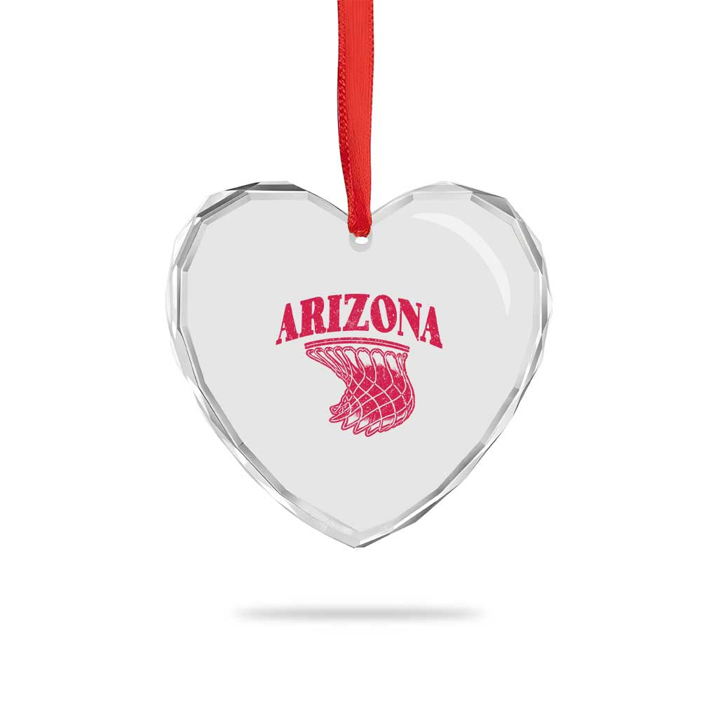 Arizona Fan Heart Crystal Glass Ornament Southwest Basketball Sports Lover