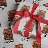 Arizona Map Blooming Cactus Flowers Gift Wrapping Paper Roll