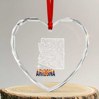 Arizona Map Phoenix Sedona Tucson Southwest Travel Heart Crystal Glass Ornament