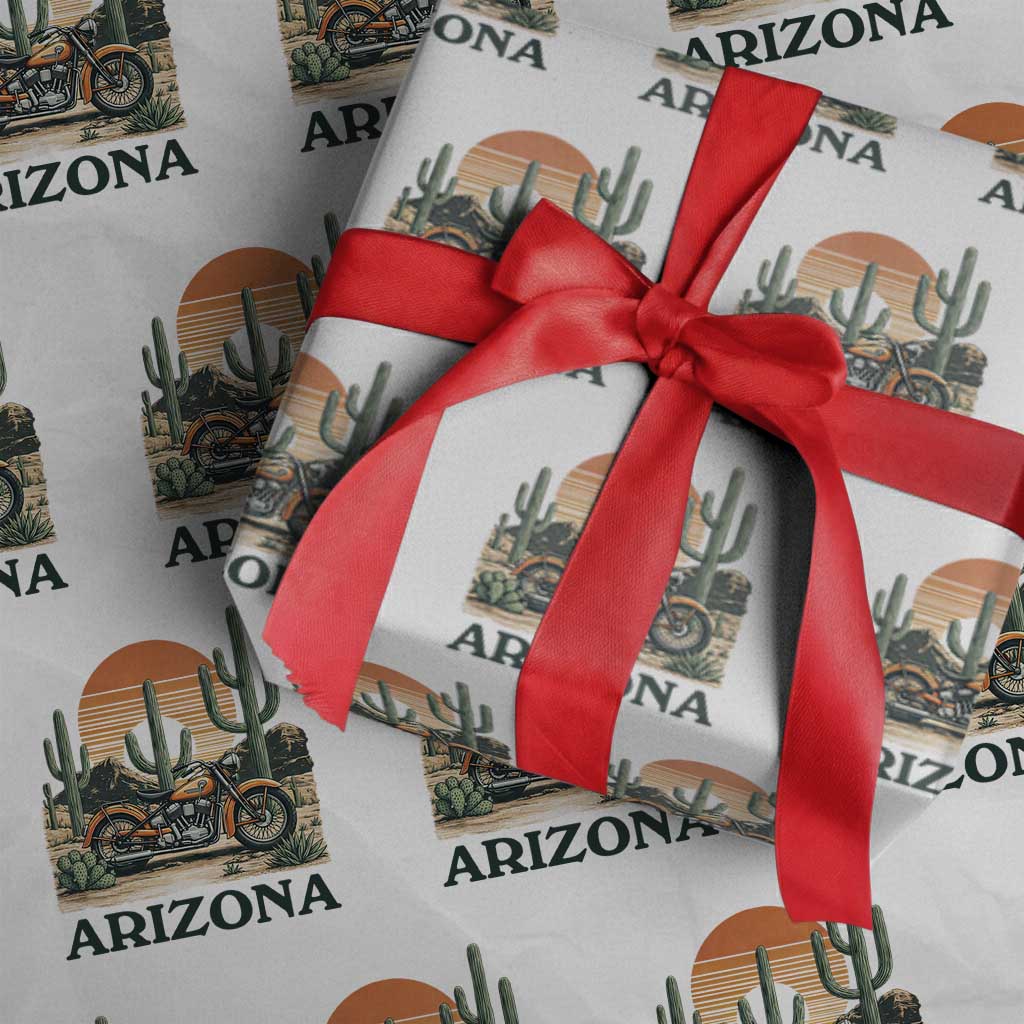 Arizona Motorcycle Wrapping Paper Roll Vintage Desert Highway Rider Gift
