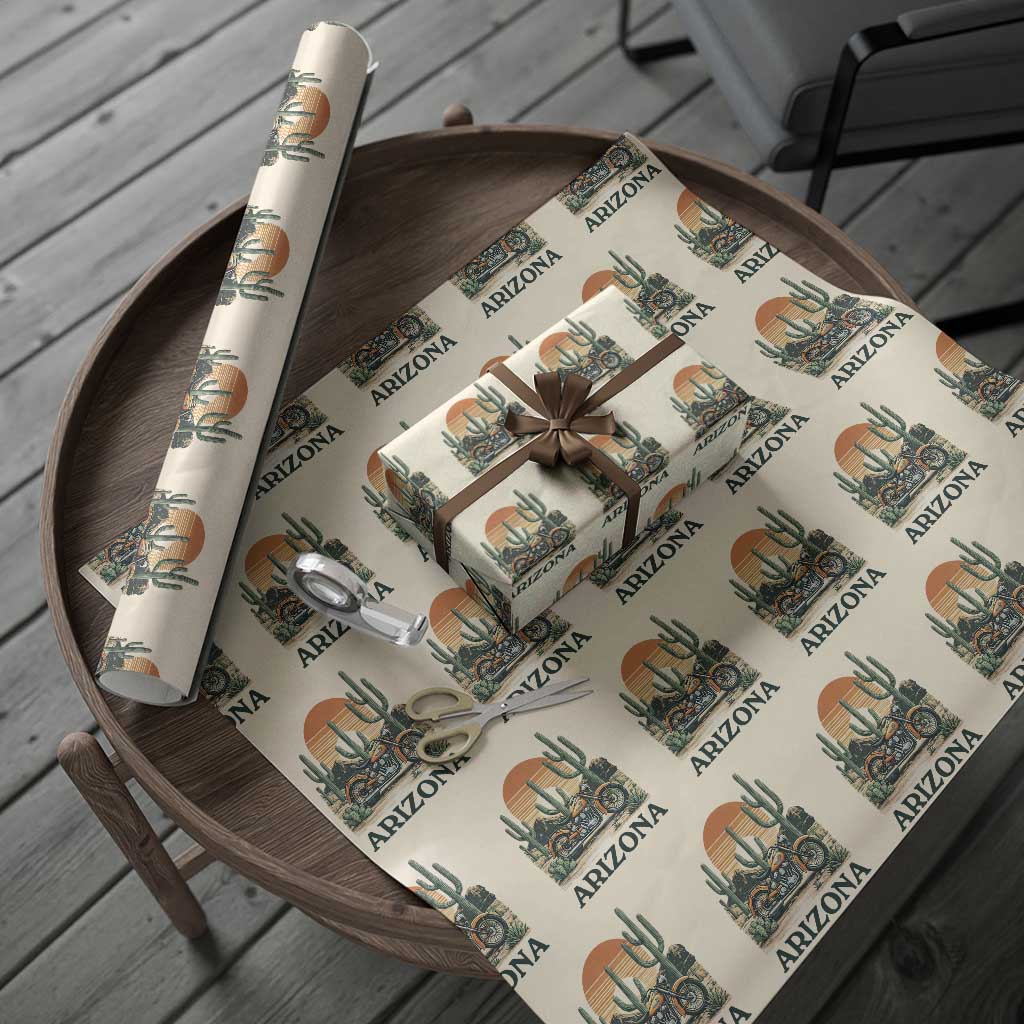 Arizona Motorcycle Wrapping Paper Roll Vintage Desert Highway Rider Gift