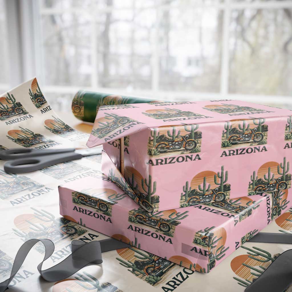 Arizona Motorcycle Wrapping Paper Roll Vintage Desert Highway Rider Gift