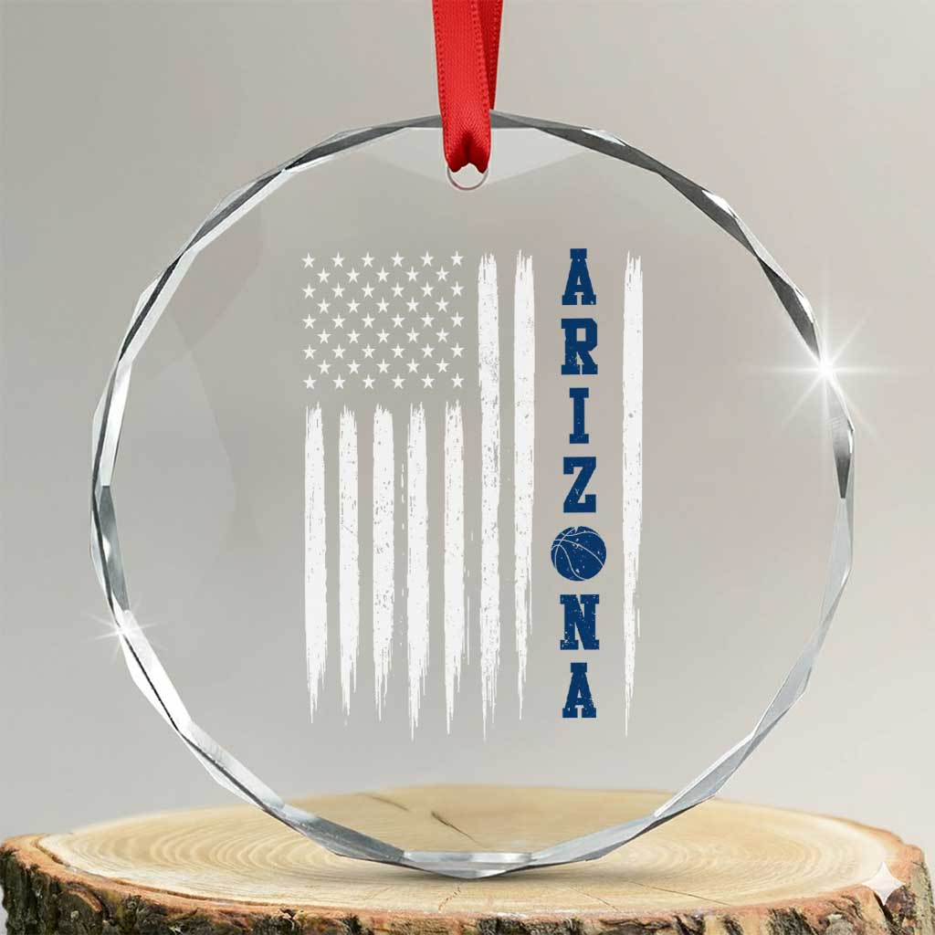 Arizona Patriotic Sports Crystal Glass Ornament US Flag Basketball Player Gift
