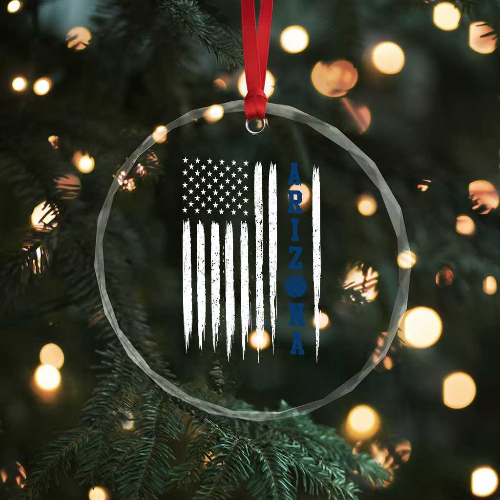 Arizona Patriotic Sports Crystal Glass Ornament US Flag Basketball Player Gift