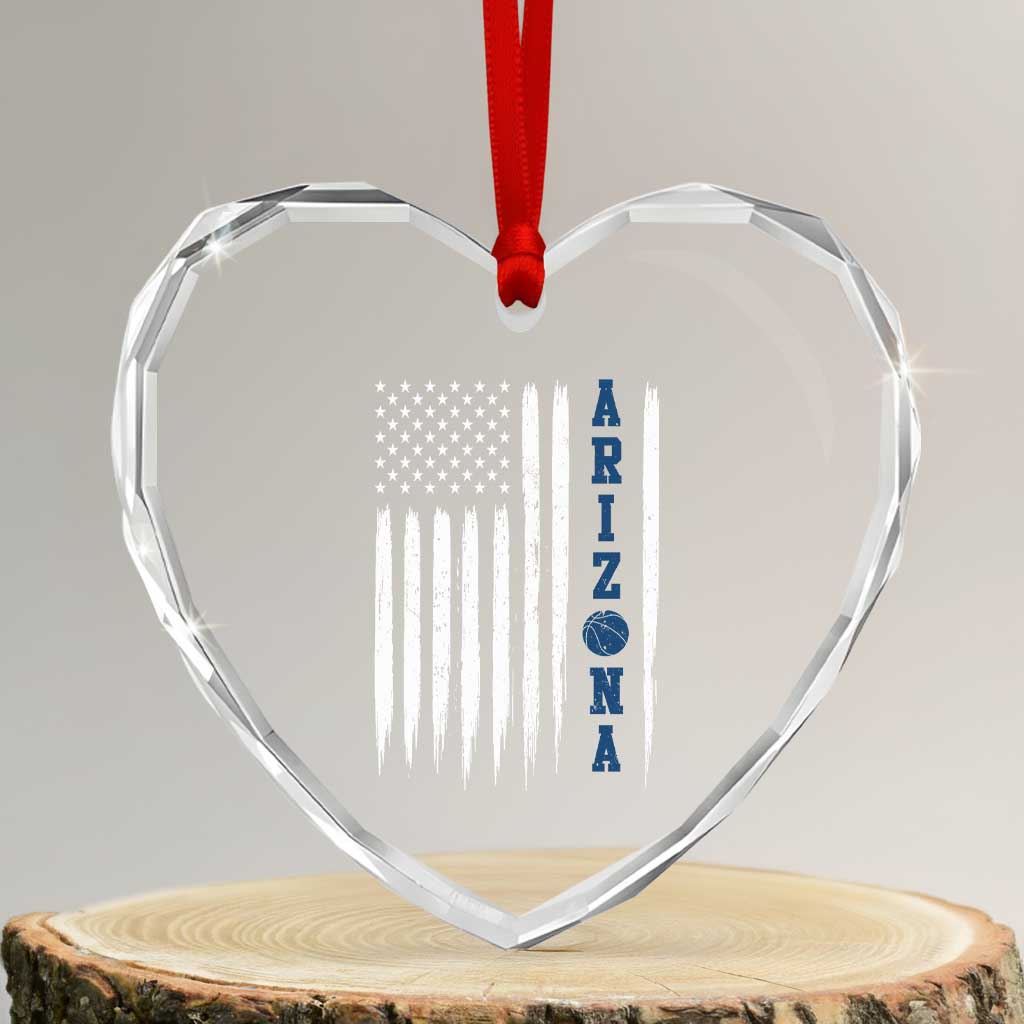 Arizona Patriotic Sports Heart Crystal Glass Ornament US Flag Basketball Player Gift