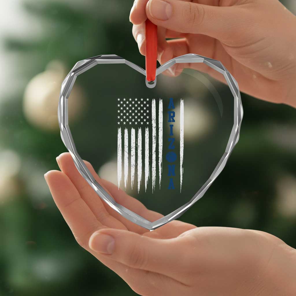 Arizona Patriotic Sports Heart Crystal Glass Ornament US Flag Basketball Player Gift