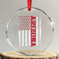 Arizona Pride Crystal Glass Ornament Vintage American Flag Distressed Varsity Aesthetic Letters AZ State