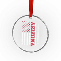 Arizona Pride Crystal Glass Ornament Vintage American Flag Distressed Varsity Aesthetic Letters AZ State